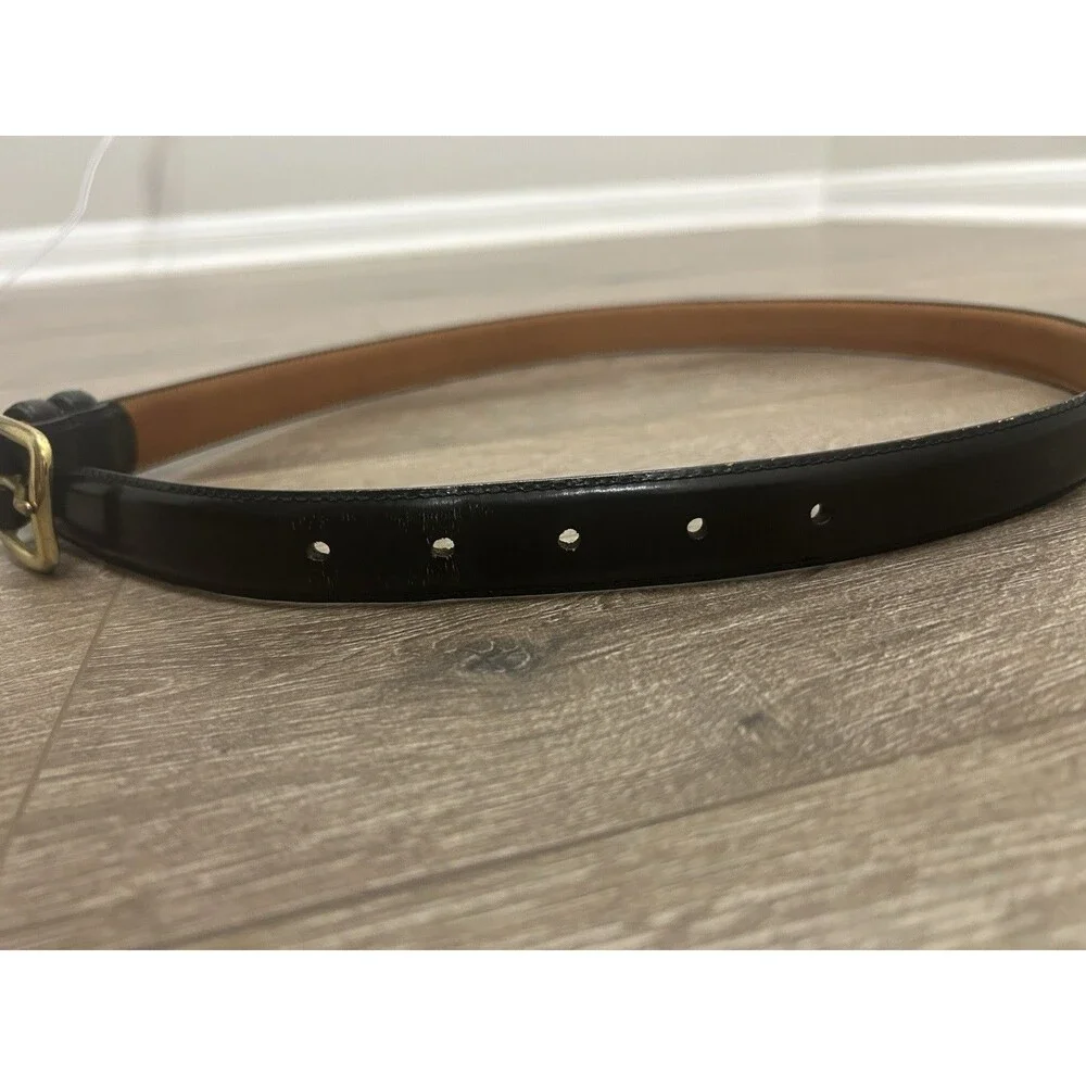 Liberty of London Burnished Cowhide Leather Belt Size 32 Black 1” Solid Brass